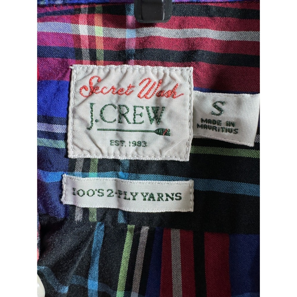 NEW J Crew Secret Wash 100's 2 Ply Yarns Long Sleeve Plaid Button Shirt Mens S - Picture 6 of 7